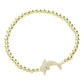 CZ Stone Paved Dolphin Stainless Steel Ball Stretch Bracelet