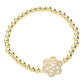 CZ Stone Paved Flower Pointed Stainless Steel Ball Stretch Bracelet