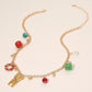 Christmas Rudolph Reindeer Wreath Pendant Festive Holiday Charm Necklace