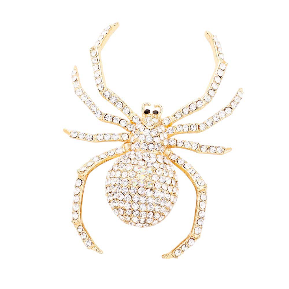 Crystal Embellished Spider Brooch