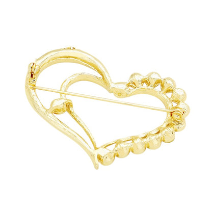 Stone Trimmed Heart Pin Brooch
