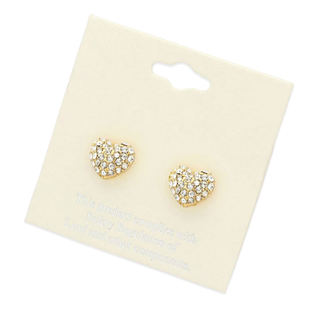 Crystal Pave Heart Stud Earrings