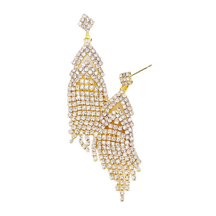 Crystal Rhinestone Drop Evening Earrings