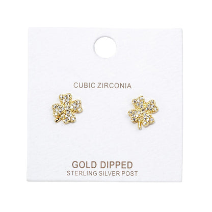 Cubic Zirconia Clover Stud Earrings