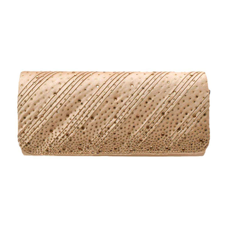 Diagonal Line Detailed Bling Evening Clutch Crossbody Bag