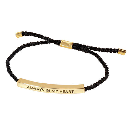 Gold Dipped ALWYAS IN MY HEART Rope Pull Tie Bracelet