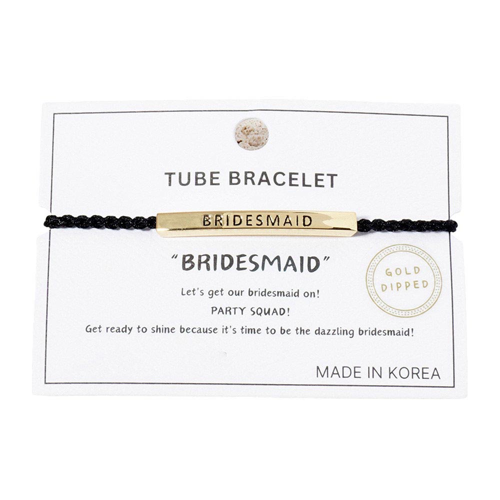 Gold Dipped Bridesmaid Bar Pointed Rope Pull Tie Bracelet