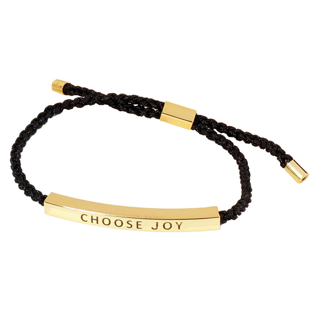 Gold Dipped Bar Pointed Rope Cinch Pull Tie Bracelet