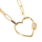 Gold Dipped CZ Open Heart Carabiner Pendant Paperclip Necklace