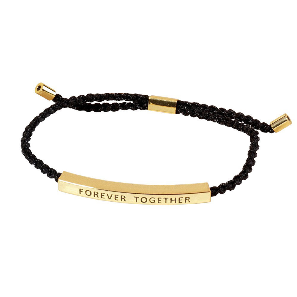 Gold Dipped FOREVER TOGETHER Pointed Rope Pull Tie Bracelet