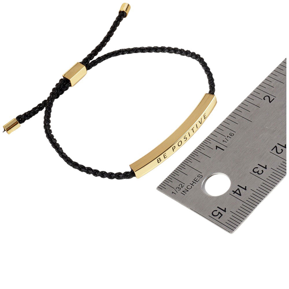 Gold Dipped WARRIOR Bar Pointed Rope Pull Tie Bracelet