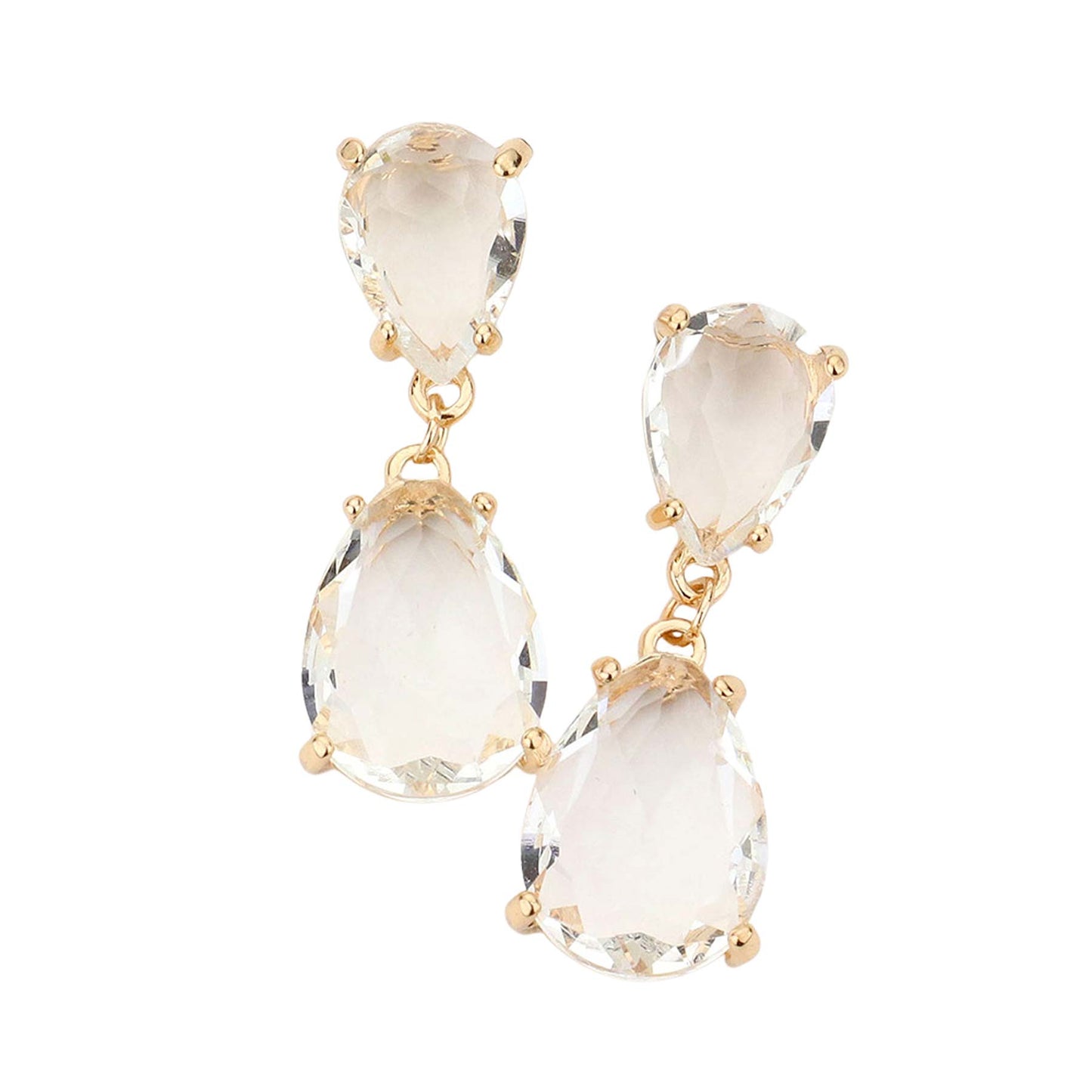 Women's Double Teardrop Link Dangle Evening Earrings