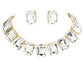 Emerald Cut Stone Link Evening Necklace Earring Set