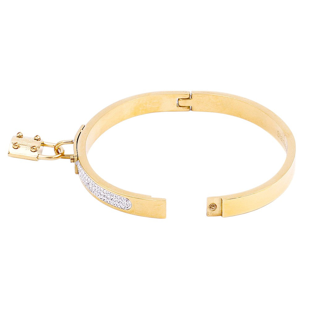 FOREVER LOVE Metal Lock Charm  Stainless Steel Evening Bracelet