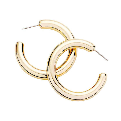 Fashionable Bold Metal Half Hoop Earrings