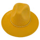 Faux Leather Braided Chain Band Pointed Fedora Hat