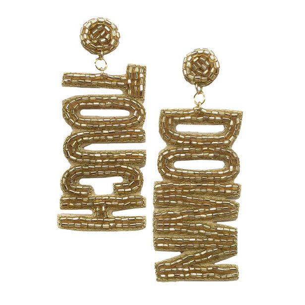 Felt Back Touch Down Message Beaded Dangle Earrings