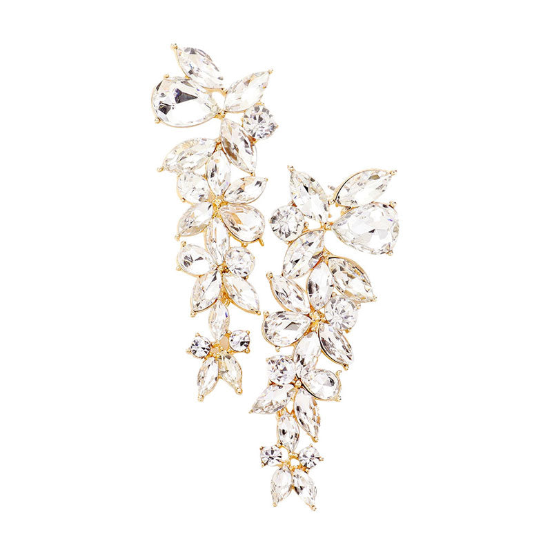 Floral Multi Stone Evening Earrings