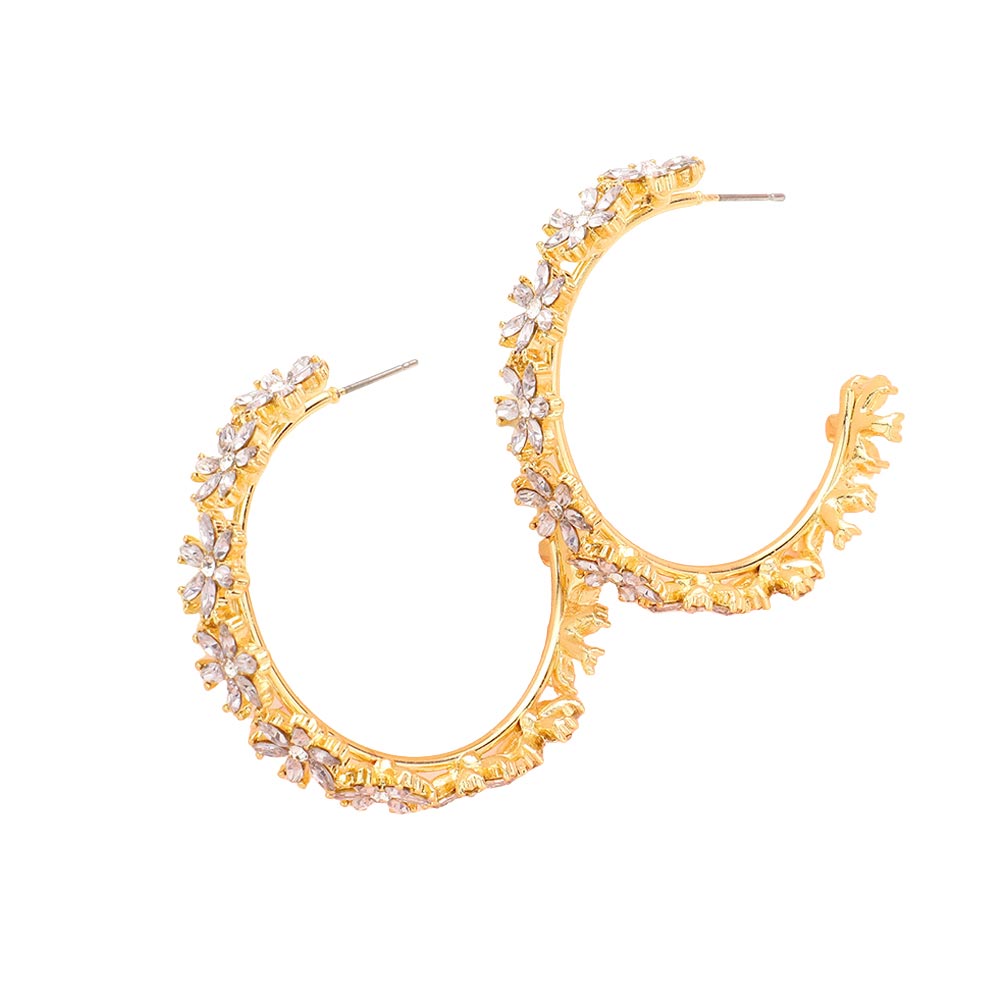 Flower Cluster Hoop Earrings