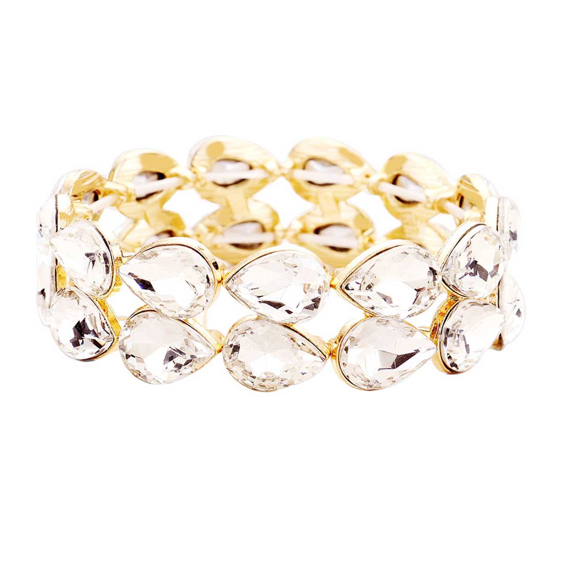 Women's Glass Crystal Teardrop Stretch Evening Bracelet