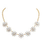 Glass Stone Embellished Flower Cluster Link Necklace