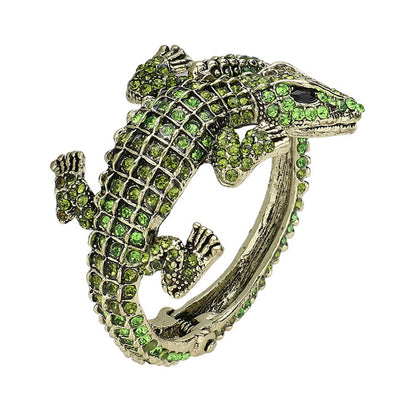 Crystal Rhinestone Crocodile Alligator Hinged Cuff Bracelet