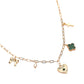 Heart Bow Pearl Quatrefoil Cross Charm Station Paperclip Chain Necklace