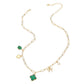 Quatrefoil Bow Heart Pearl Charm Station Paperclip Chain Necklace
