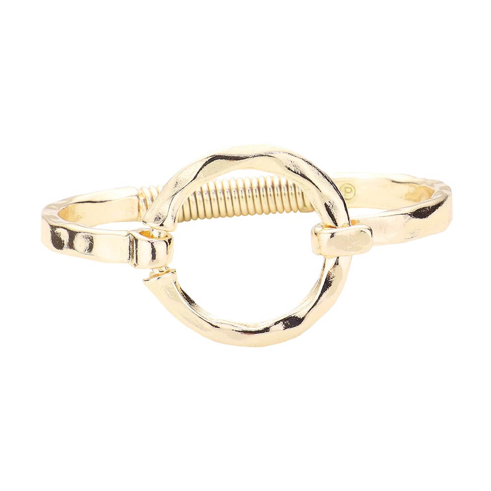 Women's Hammered Open Metal Circle Hook Bracelet