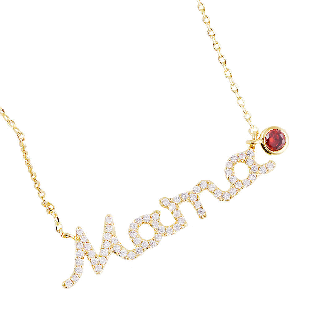 January Birthstone MAMA Message Pendant Necklace