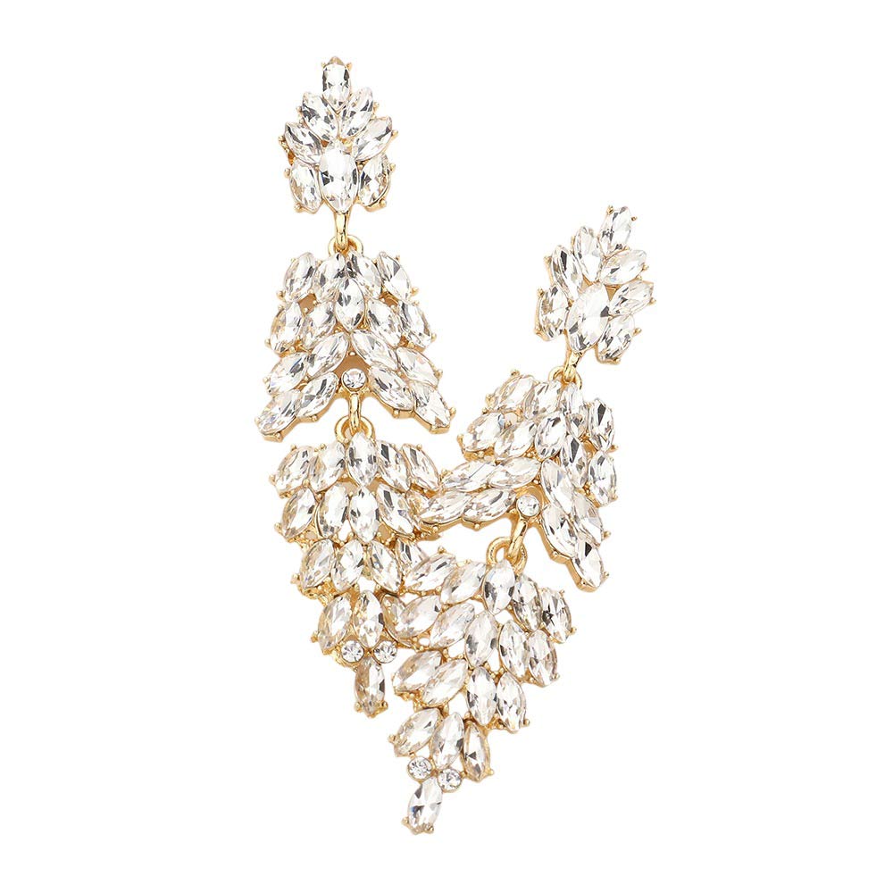 Marquise Crystal Cluster Drop Evening Earrings