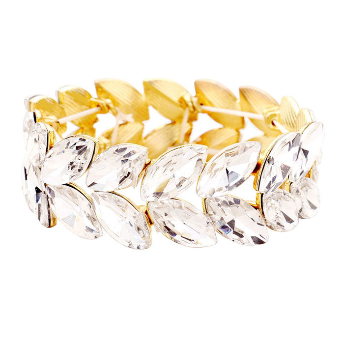 Marquise Glass Crystal Stretch Evening Bracelet