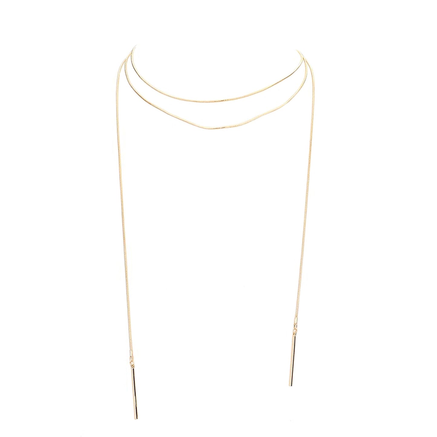 Metal Bar Dangle Tip Layered Necklace