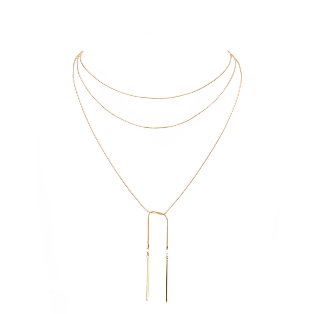 Metal Bar Dangle Tip Layered Necklace