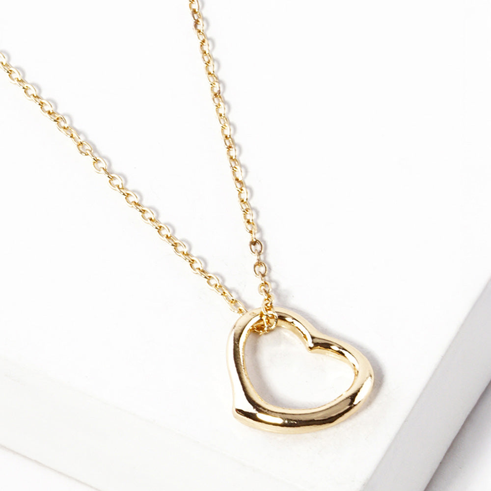 Women's Metal Open Heart Pendant Necklace Valentine's Day