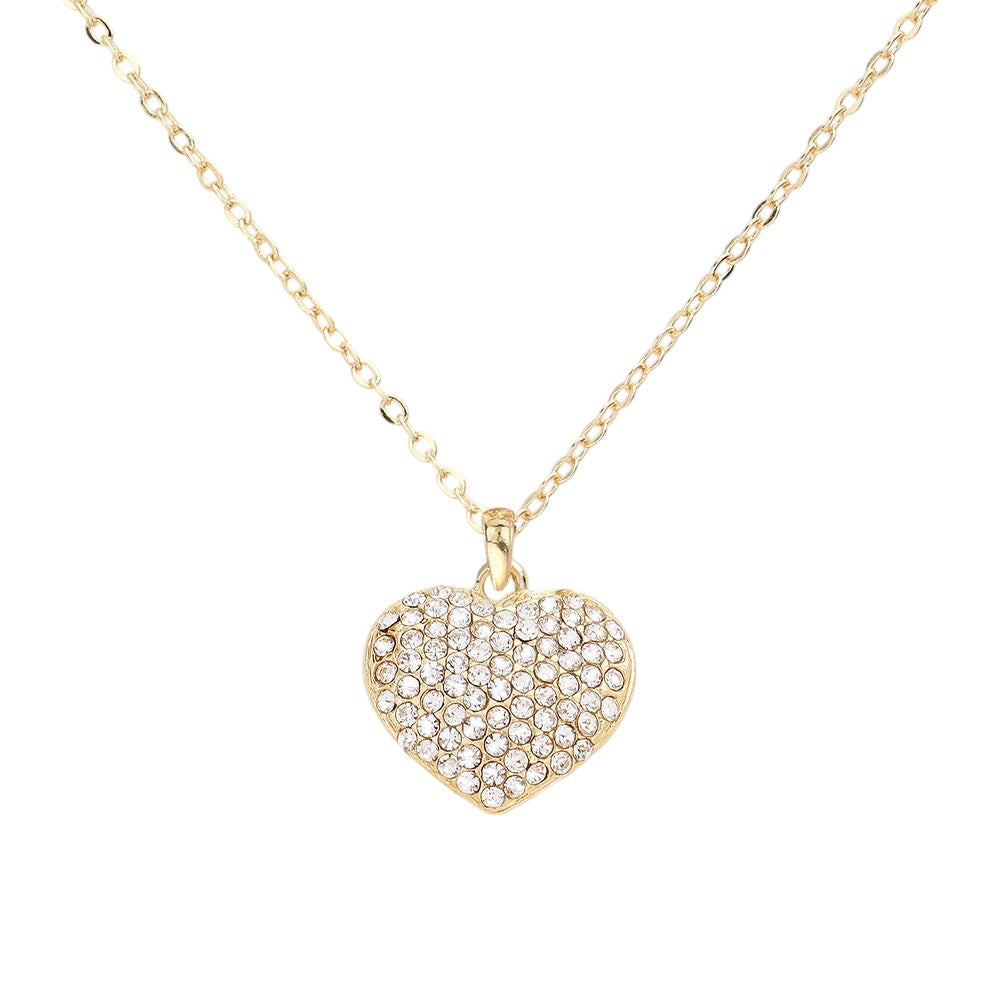 Pave heart pendant necklace