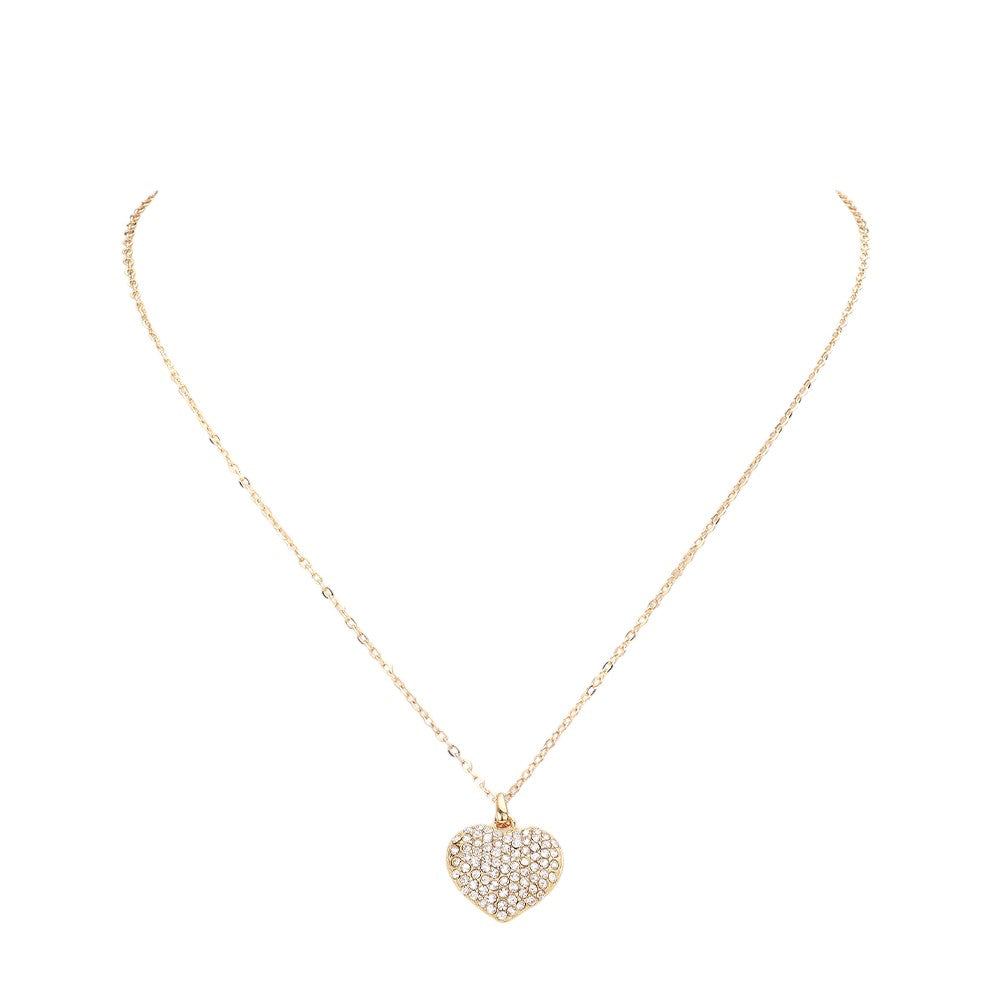 Pave heart pendant necklace