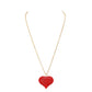 Crystal Pave Heart Pendant Long Necklace