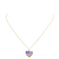 Rhinestone Embellished American USA Flag Pendant Necklace