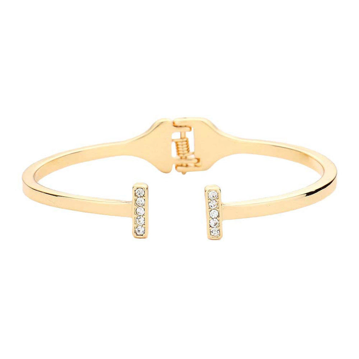 Rhinestone Embellished Metal Rectangle Cuff Bracelet
