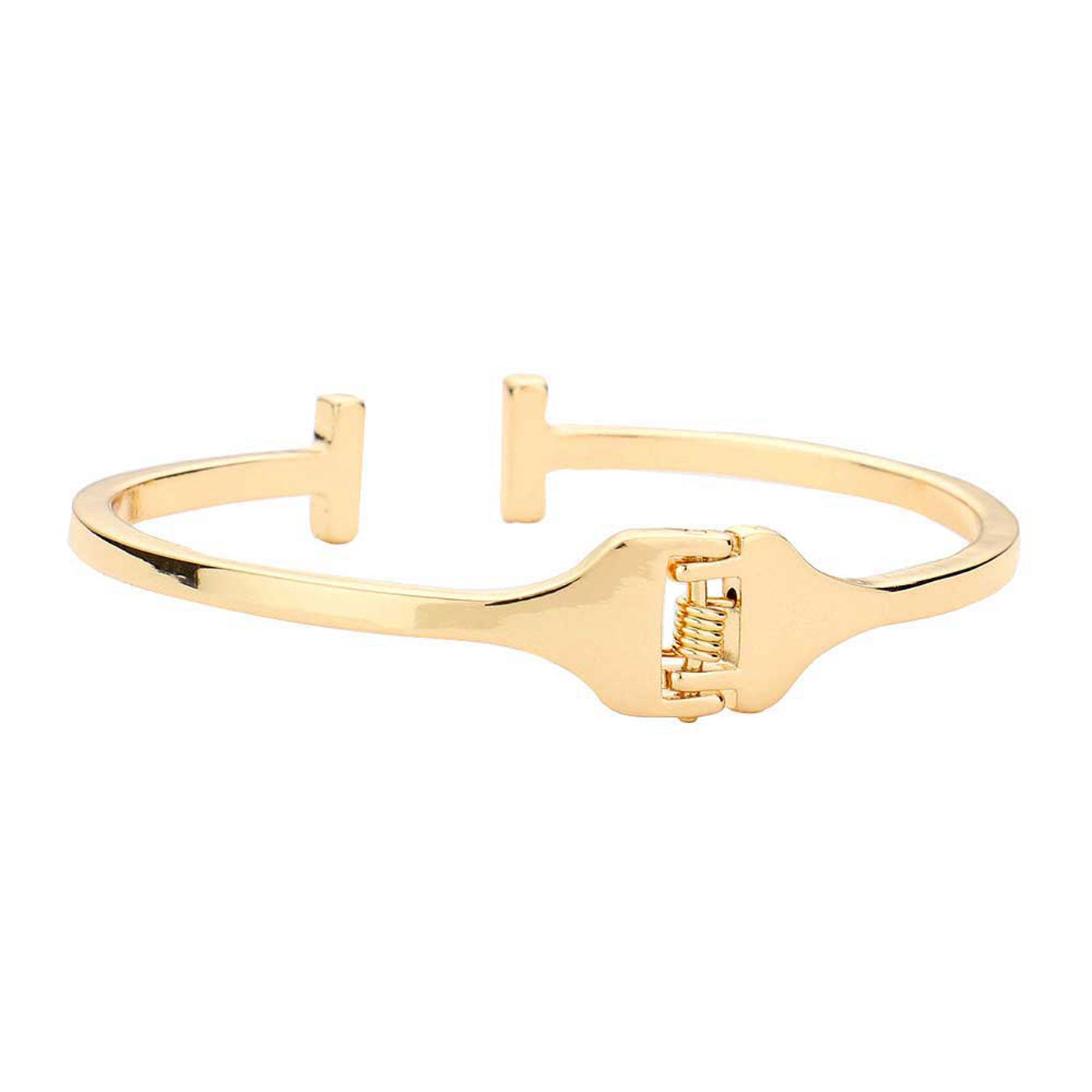 Rhinestone Embellished Metal Rectangle Cuff Bracelet