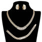 Rhinestone Embellished Necklace Clip Earring Set