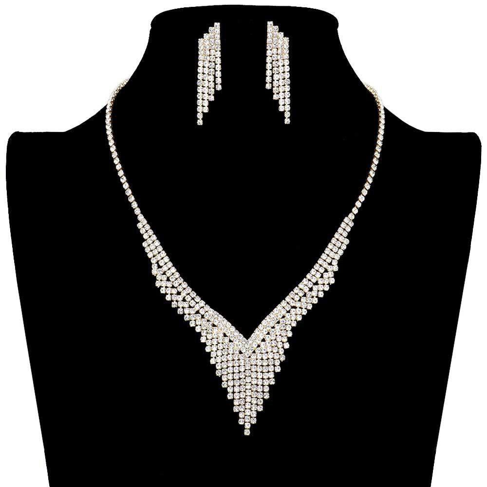 Rhinestone Fringe Necklace