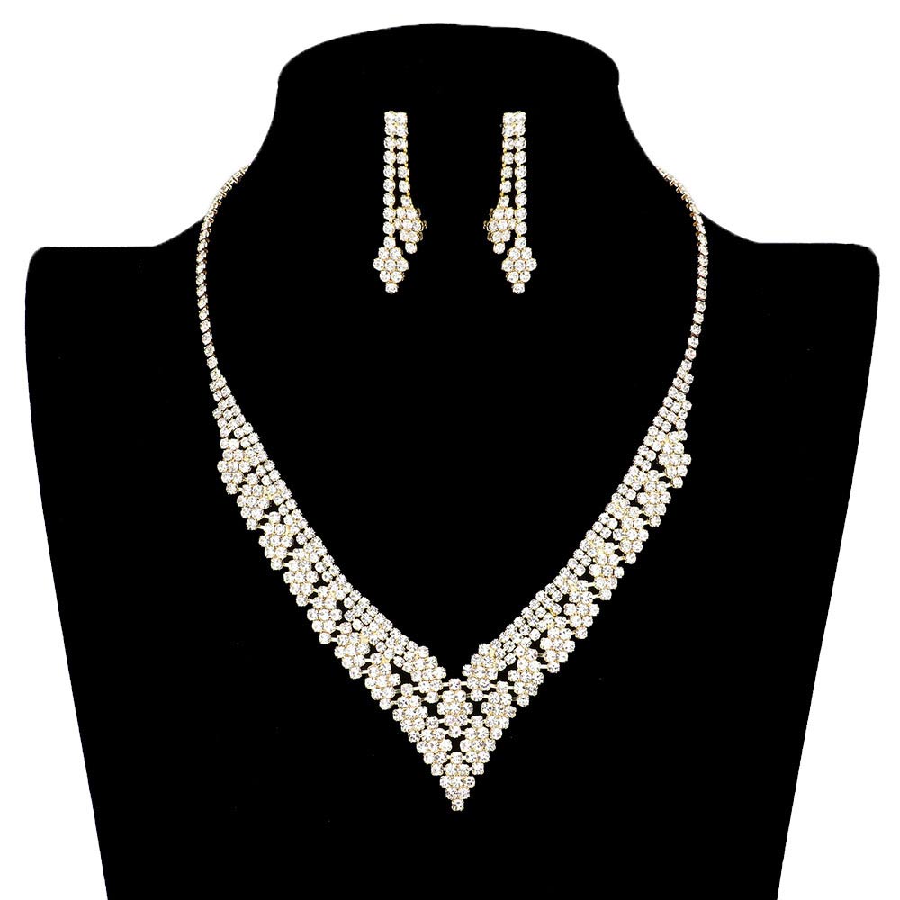 Rhinestone Pave V Shape Necklace