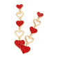 Rhinestone Paved Heart Link Dropdown Earrings