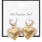 SECRET BOX Stainless Steel Heart Dangle Huggie Hoop Earrings