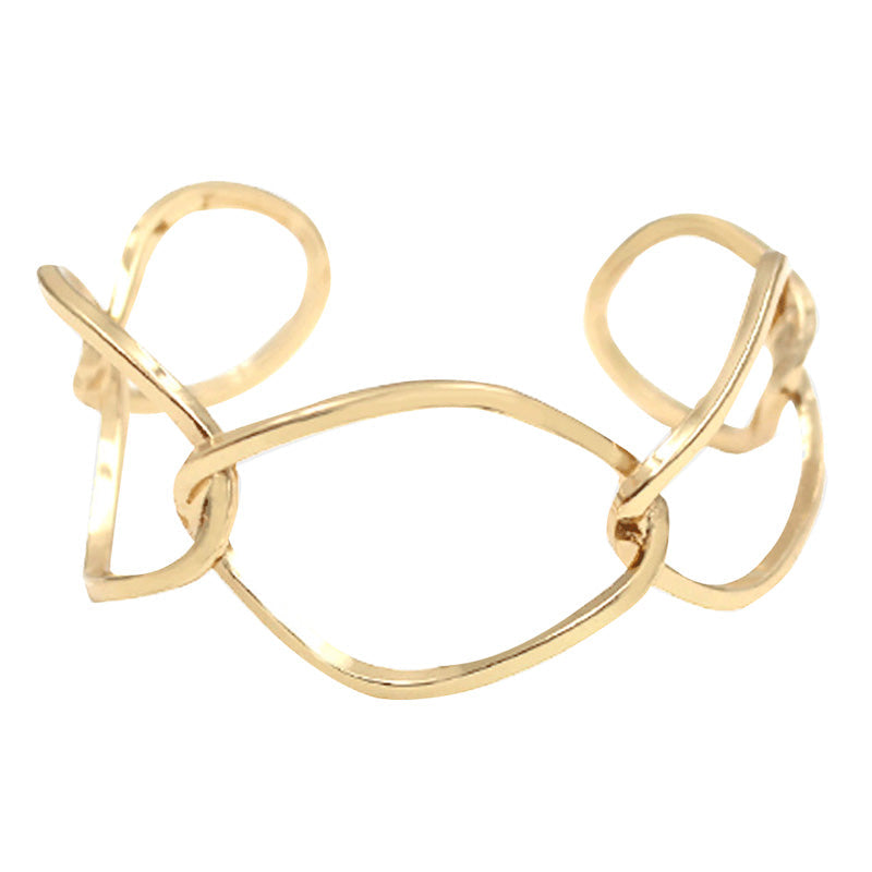Solid Brass Open Metal Link Cuff Bracelet
