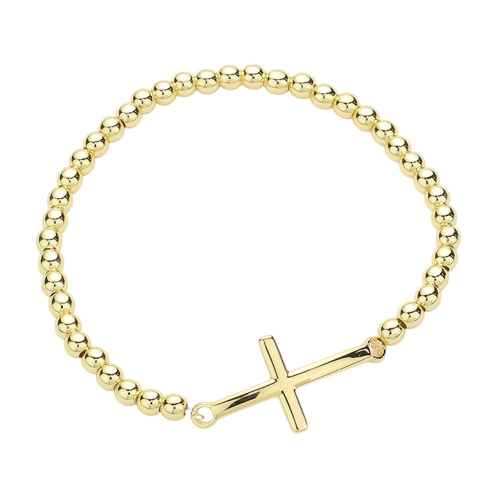 Stainless Steel Cross Pendant Pointed Stretch Bracelet