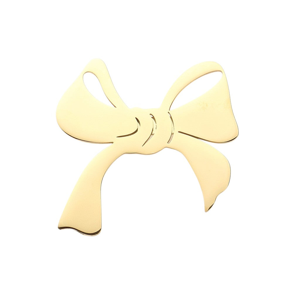 Stainless Steel Cutout Bow Pin Brooch