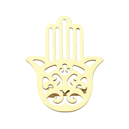 Stainless Steel Cutout Hamsa Hand Pin Brooch